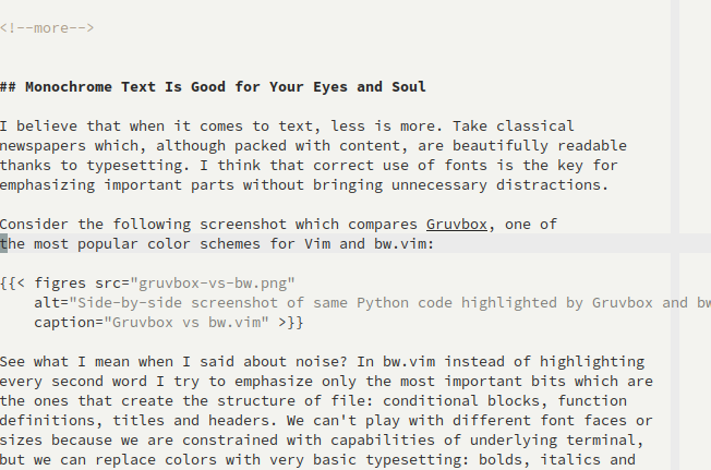 Light variant of bw.vim